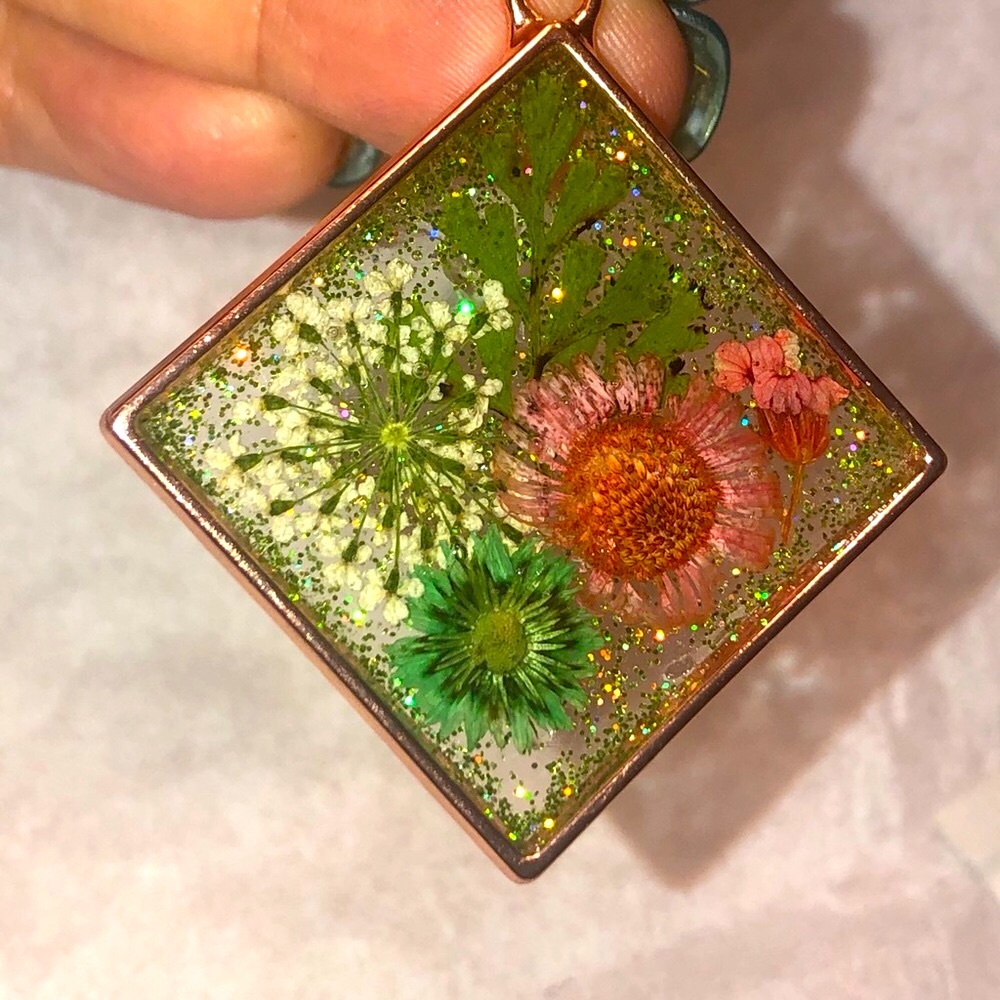 2 for $20 Handmade Rose Gold square shaped pendant
